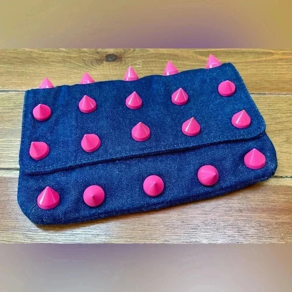 Punk / Metal Clutch | Pink Pyramid Studs | Heavy & Serious - Picture 1 of 6